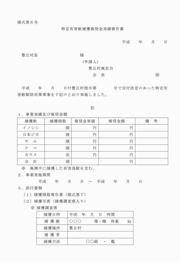 豊丘村有害鳥獣駆除対策事業補助金交付要綱